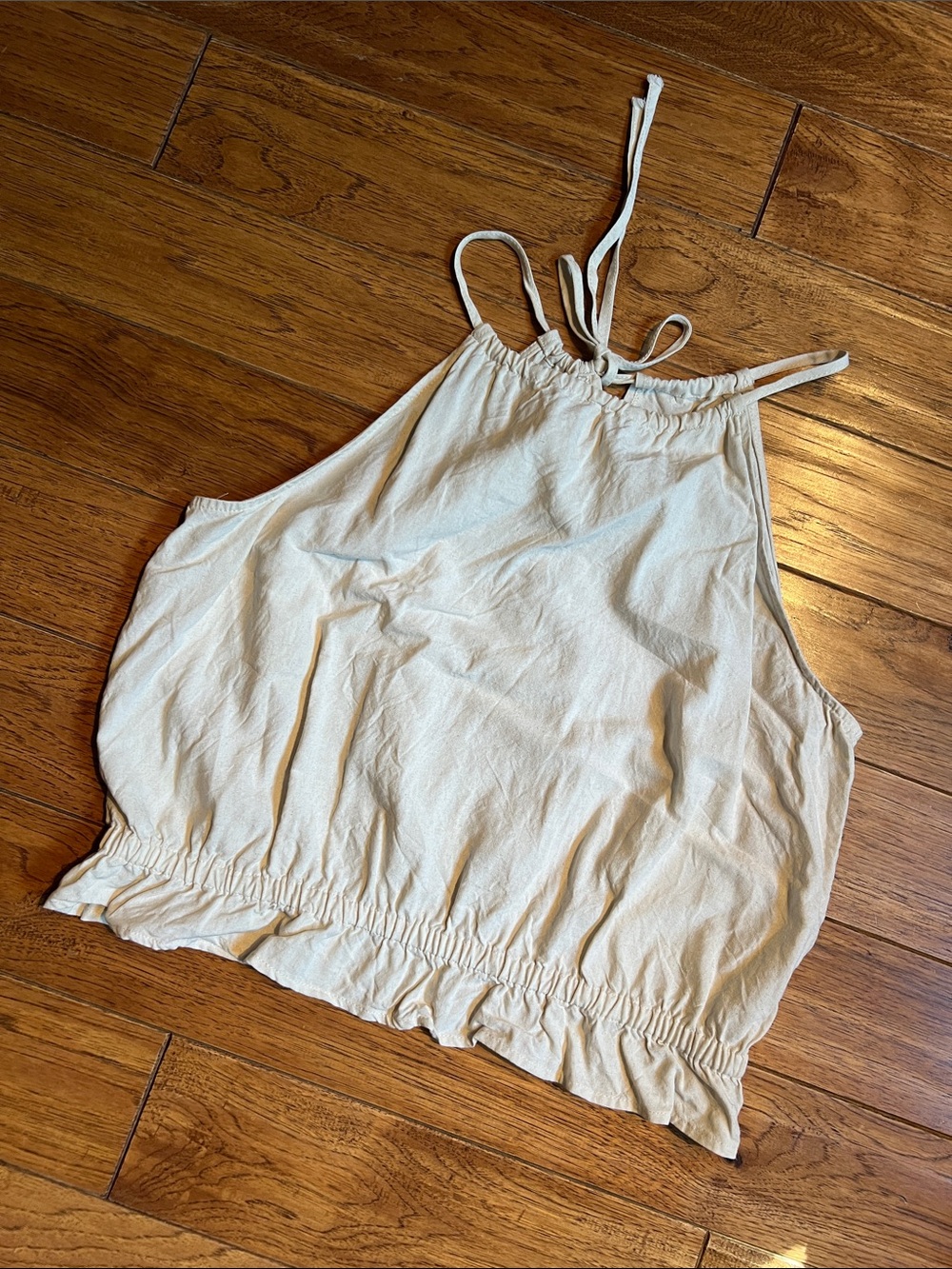 Light Cream Halter Camisole with Elastic Hem - Women